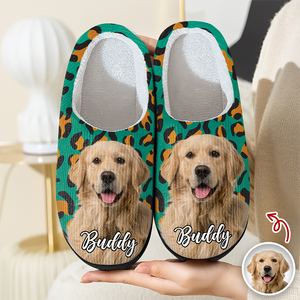 Custom Cute Pet Photo Leopard Slipper Gift For Dog Lovers CH07 896342