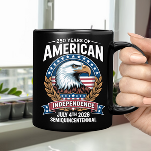 American 250 Years Independence Eagle - July 4th 2026 Black Mug LM32 895249