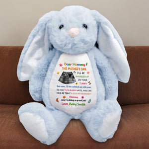 Custom Baby Bump Photo - Personalized This Mother's Day I'll Be Snuggled Up In Your Tummy Bunny Plush CH07 895308