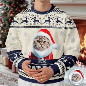 Custom Photo Cat Mom Pawlidays - Personalized Christmas Ugly Sweatshirt CH07 899372
