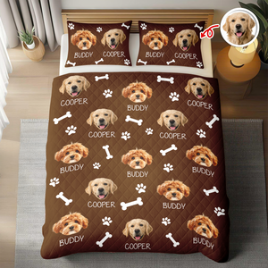 Custom Photo And Name With Icon Quilt Bedding Set For Dog Lover TH10 896663