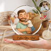 Custom 3D Catoon Photo Gift For Dad Round Acrylic Frame Block LM32 893653