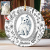Custom Photo Watercolor Portrait Toile de Jouy Style Christmas Ceramic Ornament, Gift for Pet Lovers LM32 669743