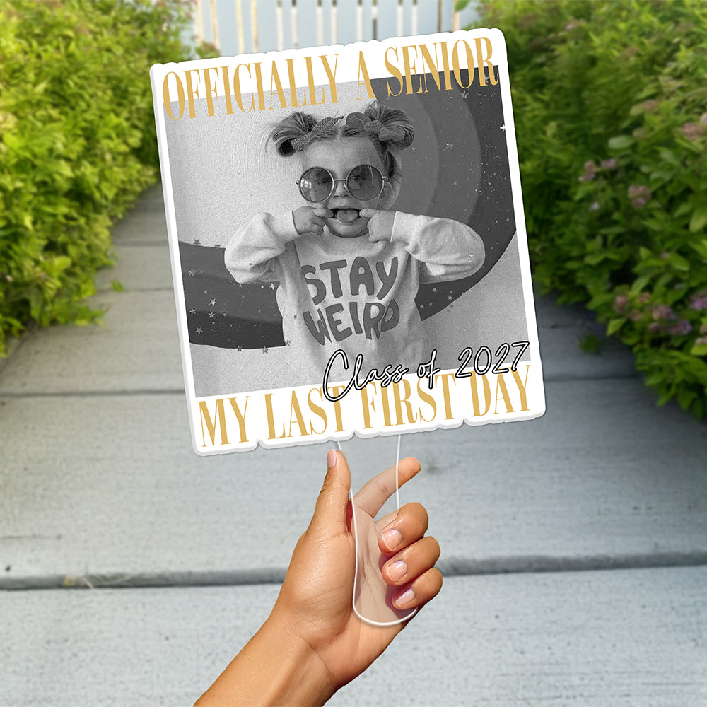 Personalised Vintage Photo And Year Senior - Officially A Senior - My Last First Day Face Fan HA75 922072