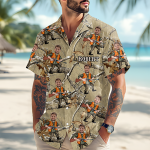 Custom Funny Photo Hunting Dad Hawaiian Shirt For Hunting Season CH07 895770