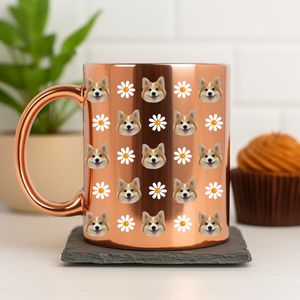 Custom Photo With Pattern Metallic Mug Gift for Dog Lovers HO82 900564