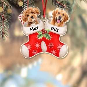 Custom Photo Peeking Dog On Christmas Stocking Personalized Acrylic Ornament Christmas Gift For Dog Lovers CH07 896280