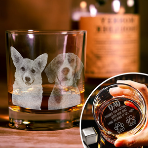 Custom Photo Dad Thanks For Putting Up With My S*** Engraved Whiskey Glass HA75 892344