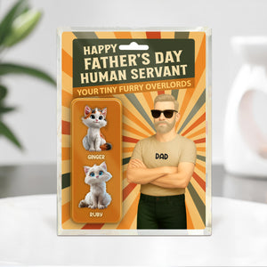 Happy Father's Day Human Servant Cat Dad Figure Personalized Acrylic Block Plaque HA75 892354