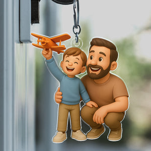 Custom Photo Dad And Kid - Photo Figure Acrylic Keychain Father's Day Gift HA75 892376