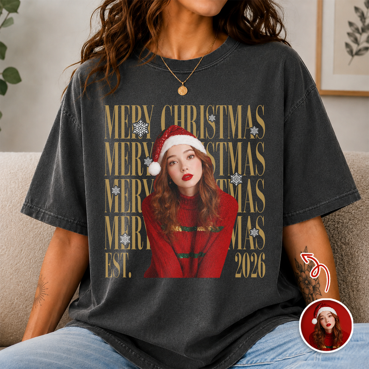 Custom Photo Merry Christmas EST. 2026 Retro Comfort Shirt HO82 903336