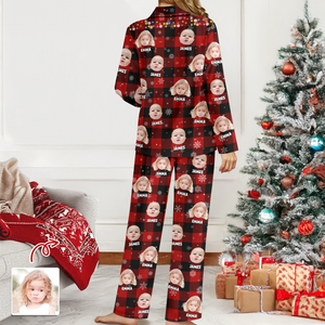 Custom Photo Name Christmas Light Snow Pajamas CH07 895326