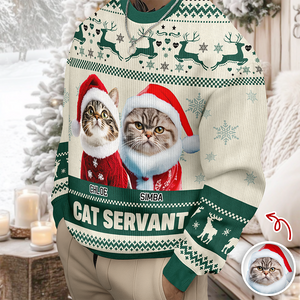 Custom Photo Cat Mom Pawlidays - Personalized Christmas Ugly Sweatshirt CH07 899372
