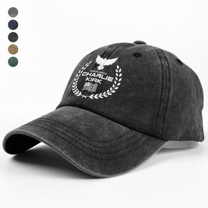 Charlie Kirk Memorial Washed Denim Baseball Cap LM32 65527