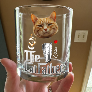 Custom Photo The Catfather Gentlemen Cat Whiskey Glass Personalized Gift For Dad HO82 893854