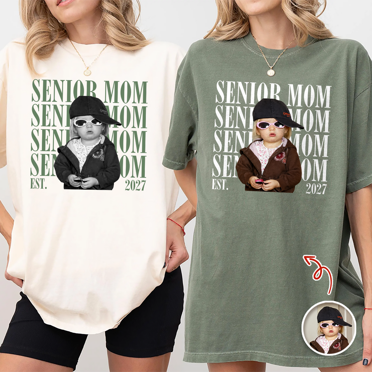 Custom Senior Mom EST.2027 Vintage Photo Comfort Shirt HO82 903248