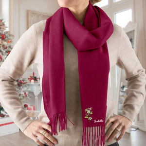 Personalised Name Birth Flower Soft Warm Tassel Scarf, Winter Accessory Anniversary Birthday Gift for Women Men HO82 900752