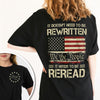 It Doesn't To Be Rewritten It Needs To Be Reread American History 1776 Vintage Back & Front Shirt HO82 894598