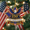 Custom Family Name American Pride 250th Anniversary Acrylic Ornament, USA Flag Eagle Keepsake CH07 180356