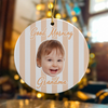 Custom Photo Striped Background Ceramic Ornament Baby’s First Christmas Keepsake TH10 170753