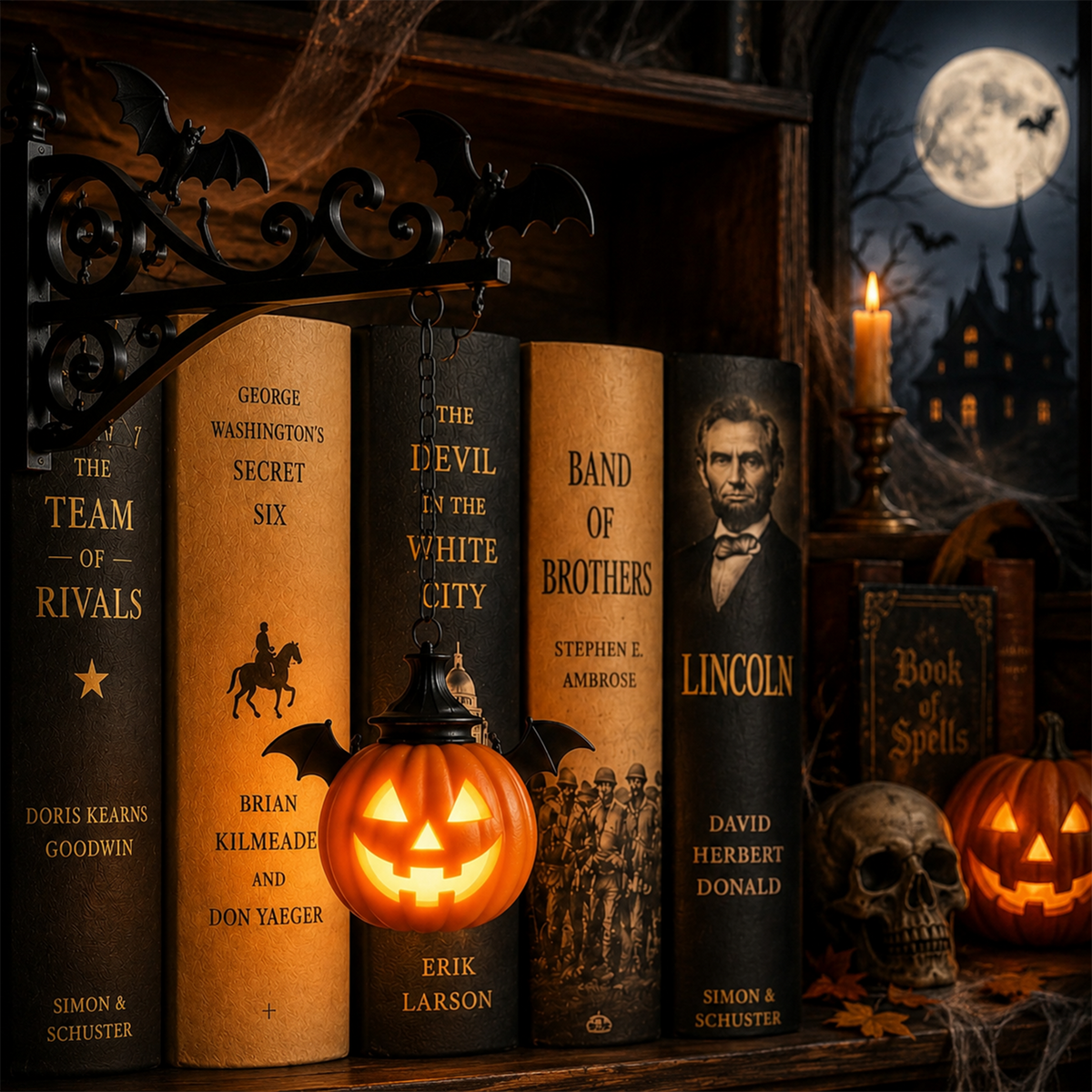 Halloween Metal Bookshelf Lantern Light Gift for Book Lovers, Reader Gift CH07 180222