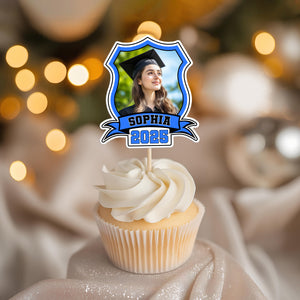 Custom Photo Class of 2025 Cupcake Toppers Graduation Party Decor Gift CH07 895334