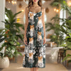 Custom Cat Photo Floral Style Women's V-Neck Cami Maxi Dress HO82 893600