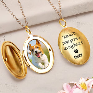 Custom Photo You Left Paw Prints On My Heart Dog Memorial Locket Necklace HO82 893674