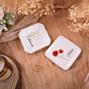 Custom Name And Flower Month Ring Dish TH10 896883