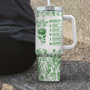God Says I Am Name Letter In Bible Toile De Jouy Style - Personalized 40oz Tumbler HO82 894666