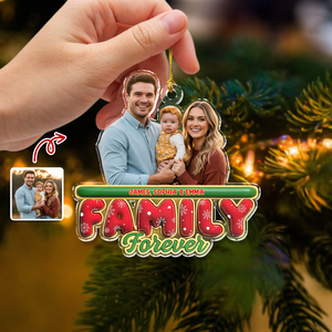 Custom Photo Family Forever 3D Effect Christmas Acrylic Ornament LM32 895941