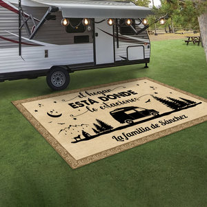 Alfombra de Patio de Camping Campistas Felices, Tapete para Terraza LM32 895055