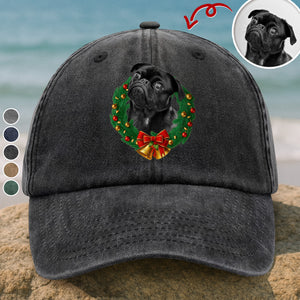 Custom Pet Photo Washed Denim Baseball Cap Christmas Gift For Dog And Cat Lovers HA75 897058