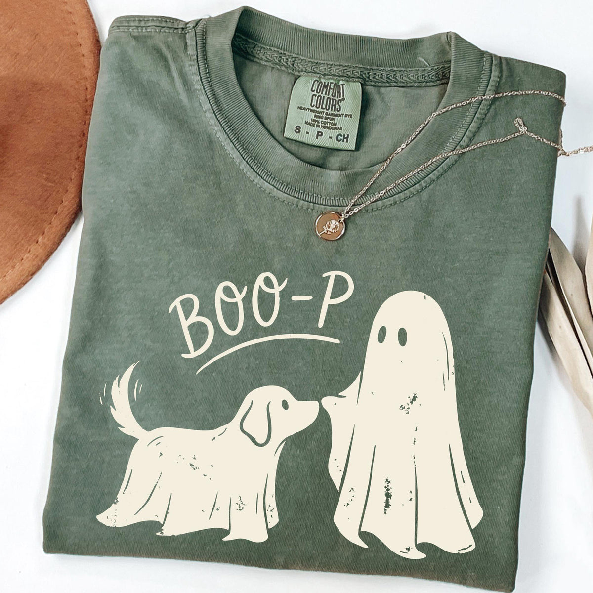 Boo-p Ghost Dog Funny Halloween Dog Mom Comfort Colors Shirt CH07 180438
