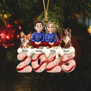 Personalized Family Christmas With Dog Acrylic Ornament HA75 897992