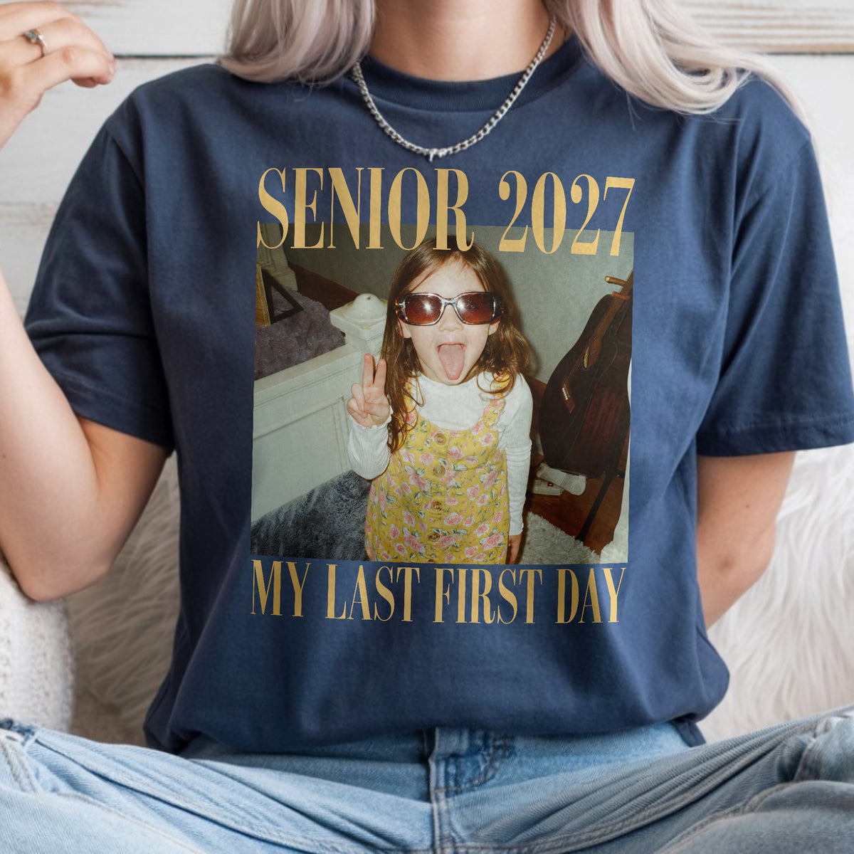 Custom Childhood Photo Retro Senior 2027 - My Last First Day Comfort Shirt HA75 922056