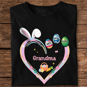 Grandma Easter Heart With Grandkids Bunny Dark Sweatshirt Personalized Gift HO82 893538