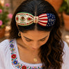 Personalized Name Mexico USA Knotted Headband, Mexican American Hair Accessory, Patriotic Floral Headband, Gift for Her K228 903386