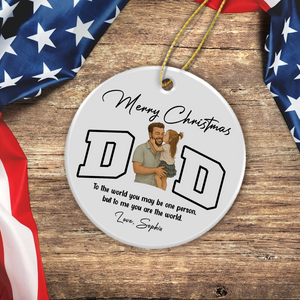 Custom Portrait Photo Merry Christmas Dad Kid Play Together Ceramic Ornament LM32 893869