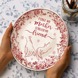 First Mother Forever Friend Personalized Chinoiserie Toile De Jouy Style Ceramic Plate Gift For Mom HA75 892650