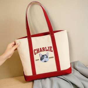 Custom Pet Face and Pet Name Embroidered Monogram Beach Bag HO82 894242