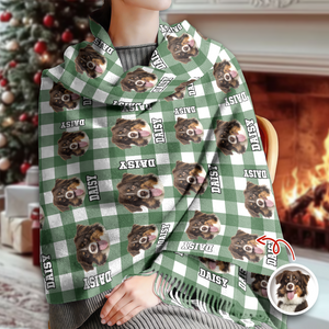 Custom Photo Name Dog Cat Men And Women's Wool Scarf Christmas Gift For Pet Lovers LM32 897477