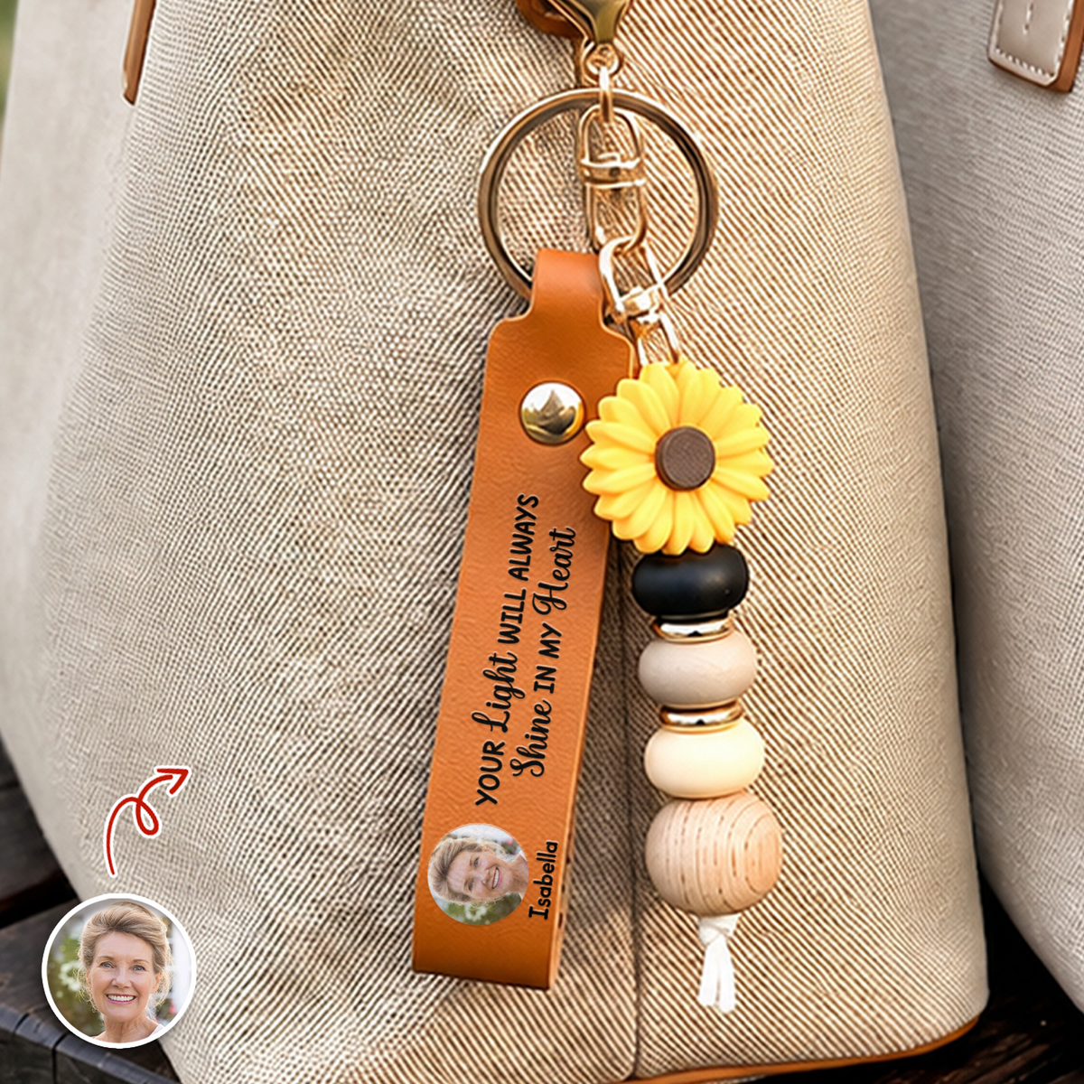 Personalized Memorial Photo Beaded Keyring Gift for Loved Ones LM32 669895