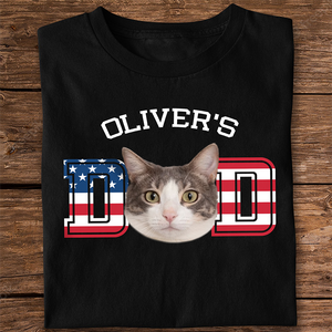 Custom Photo Cat - Cat's Dad US Flag Dark Shirt HA75 892424