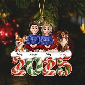 You & Me And The Dog Our Kind Of Merry Acrylic Ornament Personalized Gift For Christmas HO82 900118