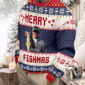 Custom Merry Fishmas Photo Ugly Sweater Gift For Fishing Lovers CH07 896800