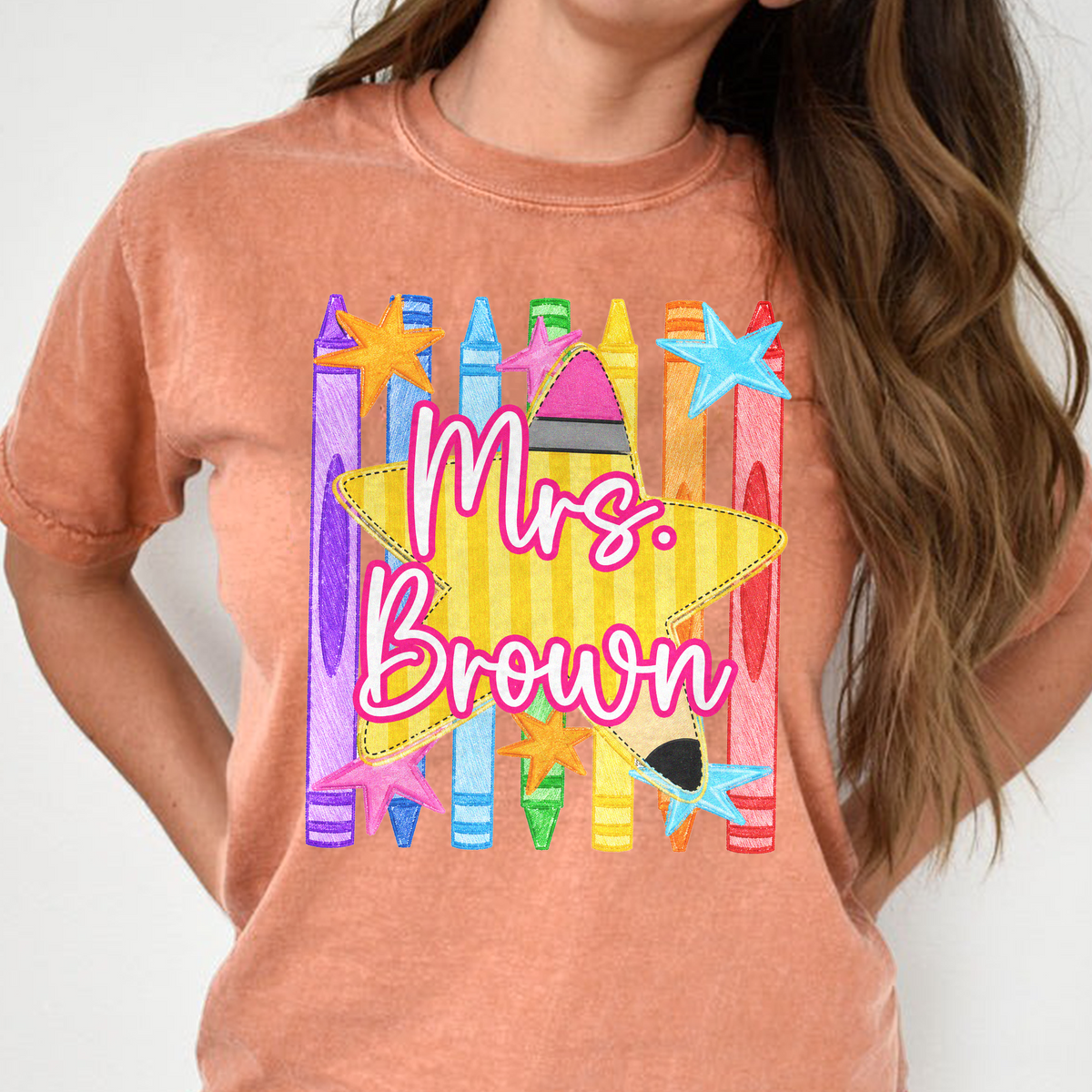 Custom Name Pencil Crayons Teacher Back To School Comfort Shirt CH07 911922