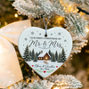 Custom Name Winter Cabin Our First Christmas As Mr & Mrs Married Ceramic Ornament, Newlywed Gift LM32 669871