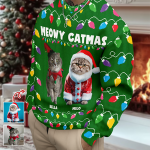 Custom Photo Meowy Catmas Christmas Ugly Sweater HA75 892970