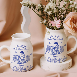 Personalized A Girl Who Loves Books Toile De Jouy Vase LM32 893967